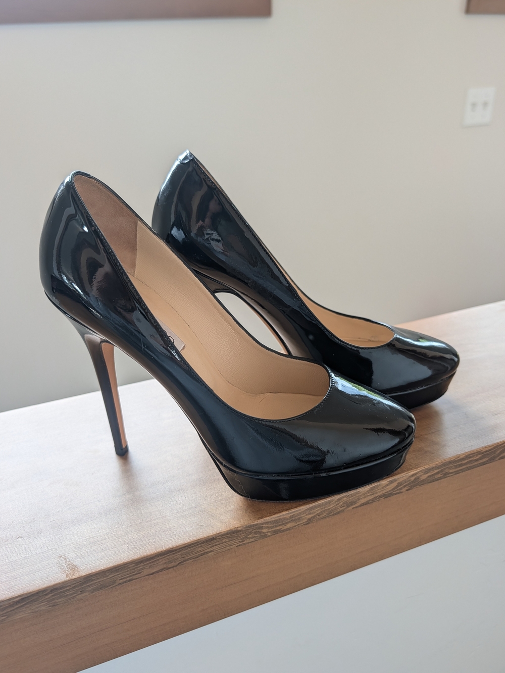 Jimmy Choo Black Patent Leather Platform Stilettos